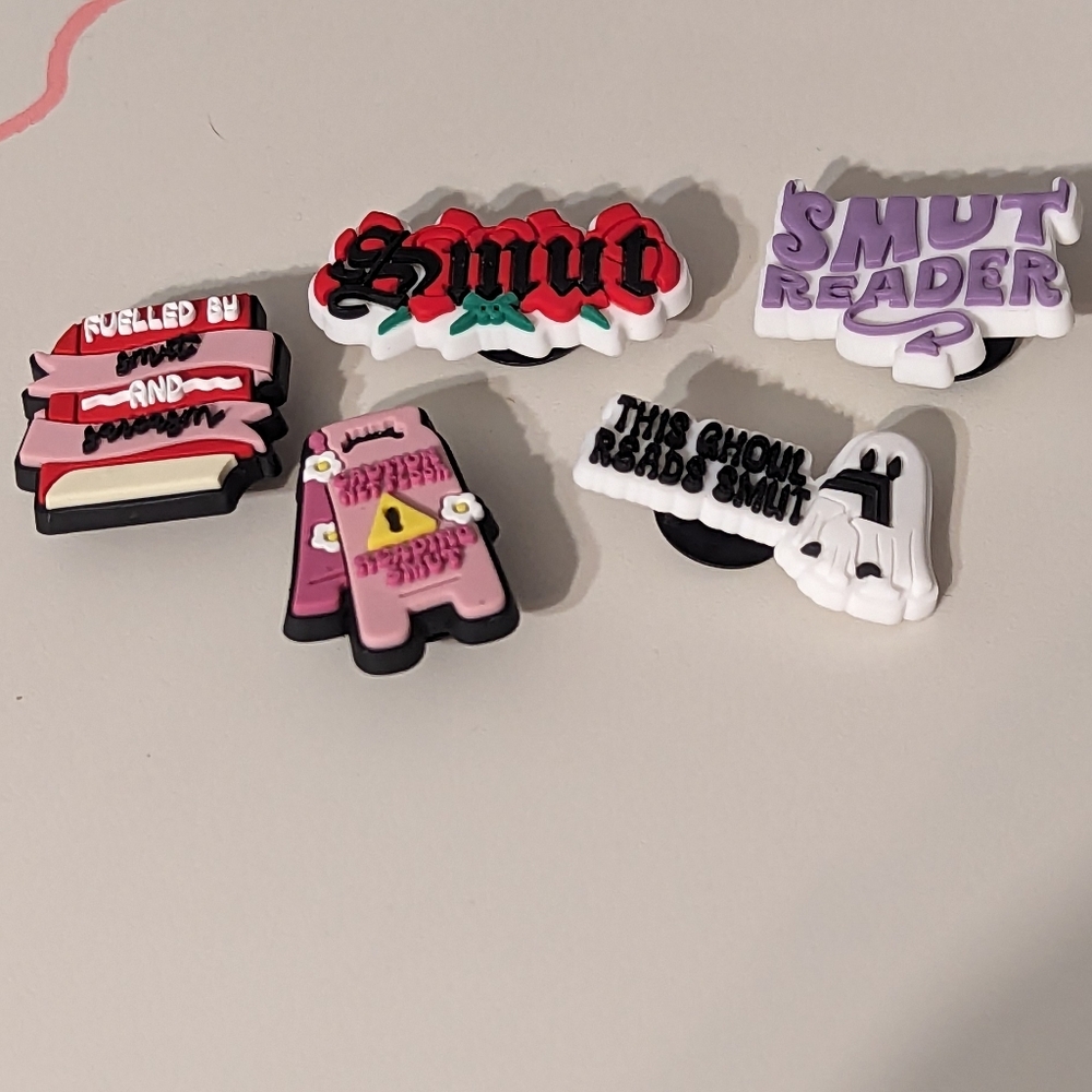2 For $5 Item: Smutty Romance Book Silicone Croc Charms Set New!